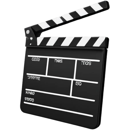 extremely minimalist movie clapper, just two rectangles with a single diagonal line, black and white only emoji