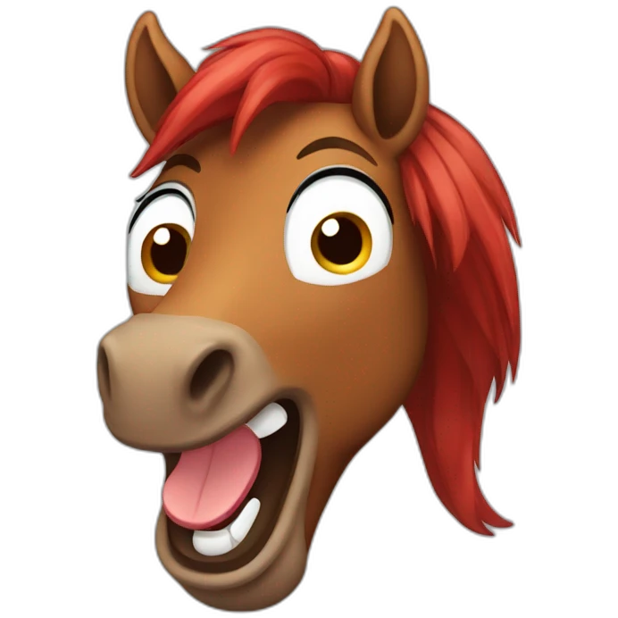 brown horse with red hair laughing emoji