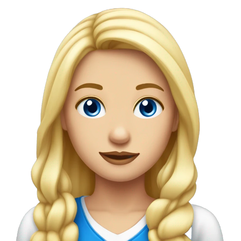 una chica rubia, pelo largo y liso, con ojos azules y piel blanca emoji