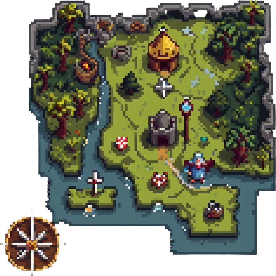 Medieval quest map with X marks the spot emoji