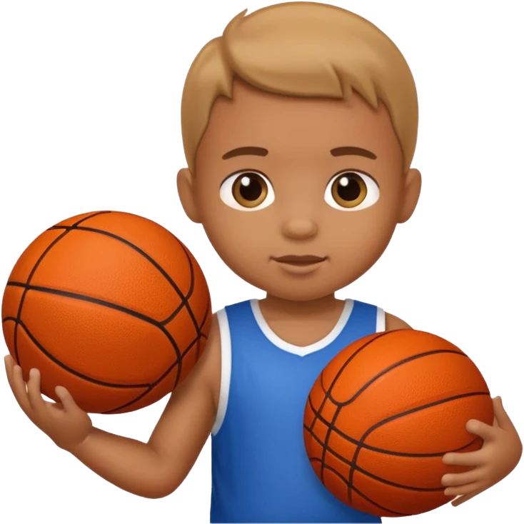 Baby holding football and basketball emoji