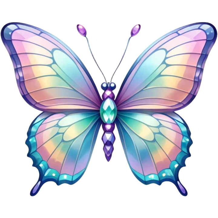 Pastel sparkly iridescent glass crystal butterfly emoji