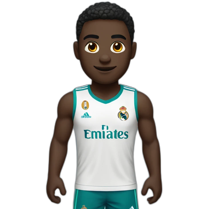 Black skin player with Real Madrid T-shirt with his arms open emoji