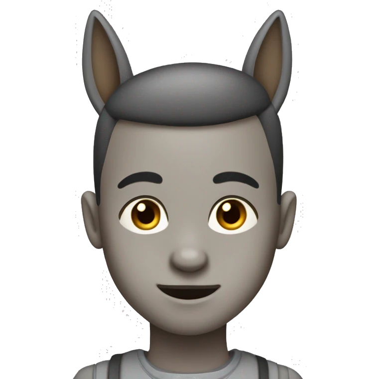 boy with buzzcut, with gray donkey ears, brown eyes, cross-eyed, wearing collar emoji