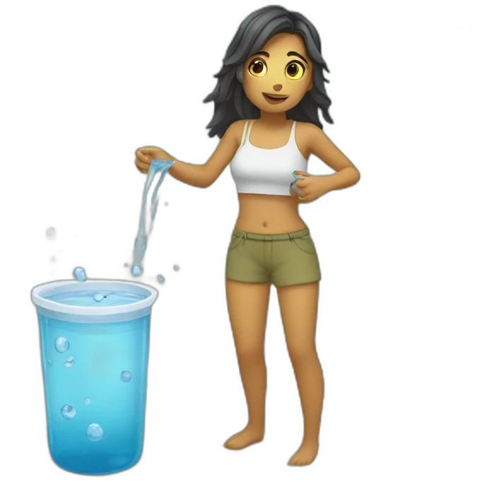chica tomando agua emoji
