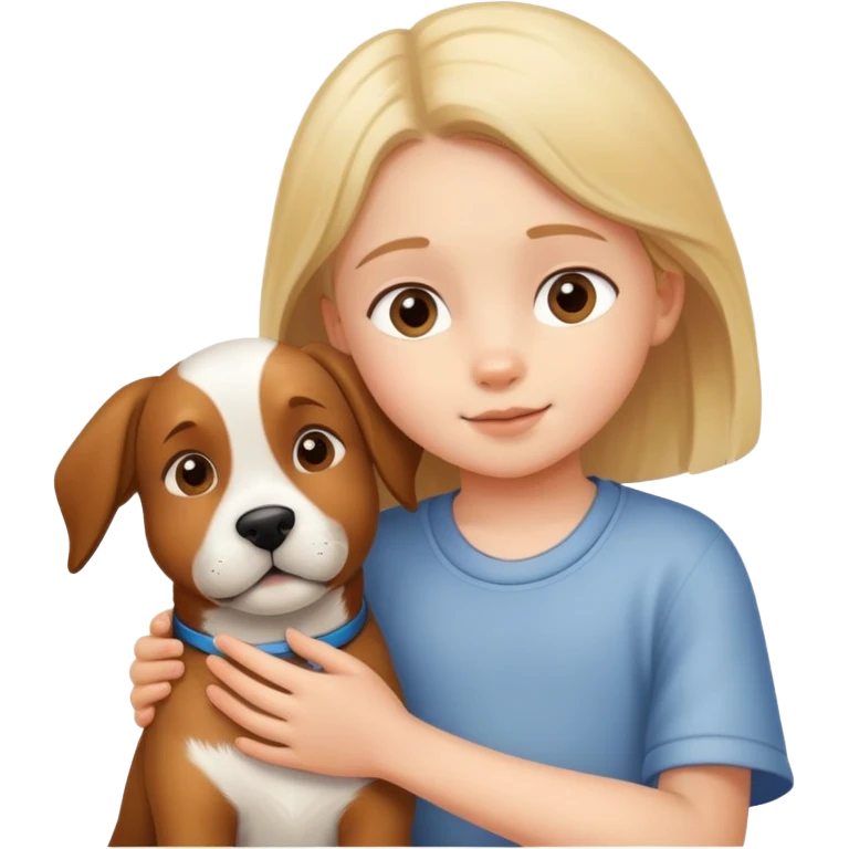 child gently petting a dog or cat, kind and friendly emoji