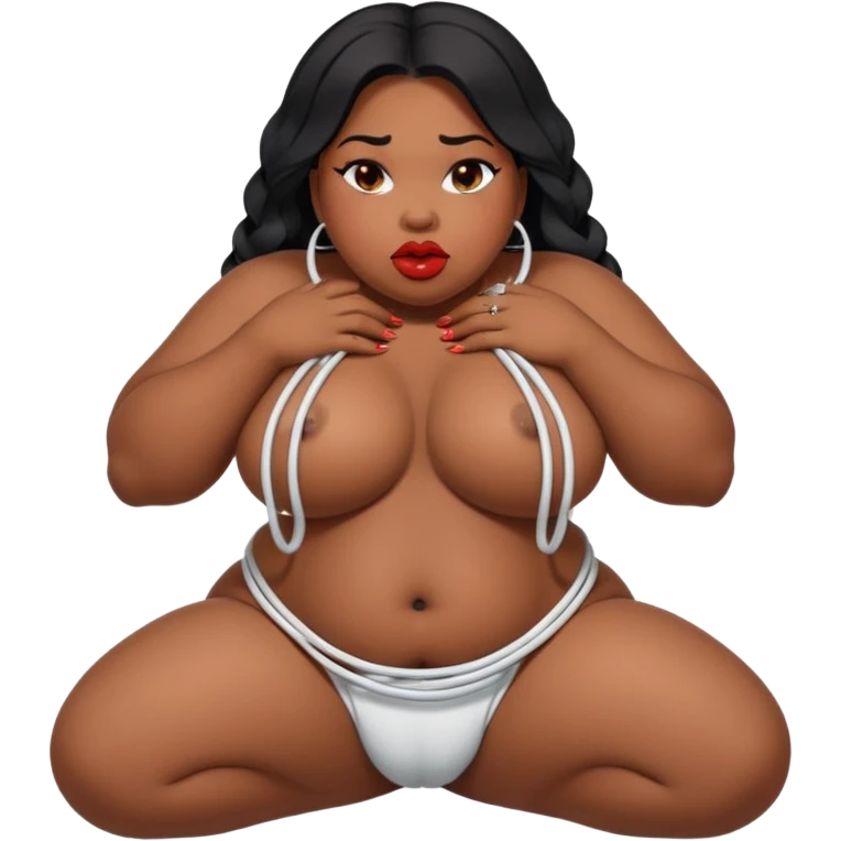 a sexy black BBW’s plump lips wide. She’s on her knees, cheeks hollow, drooling as she deepthroats. He explodes—hot cum floods her mouth, spilling in thick white ropes down her chin and dripping onto her , heaving tits and her vagina is open 
 emoji