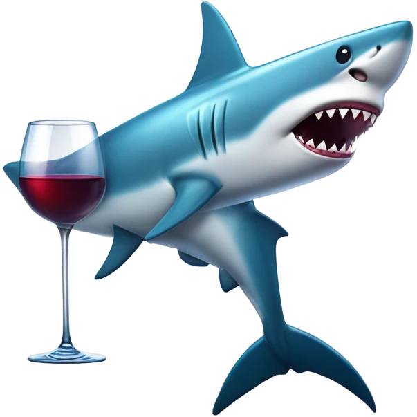 Funny Shark with wine  emoji