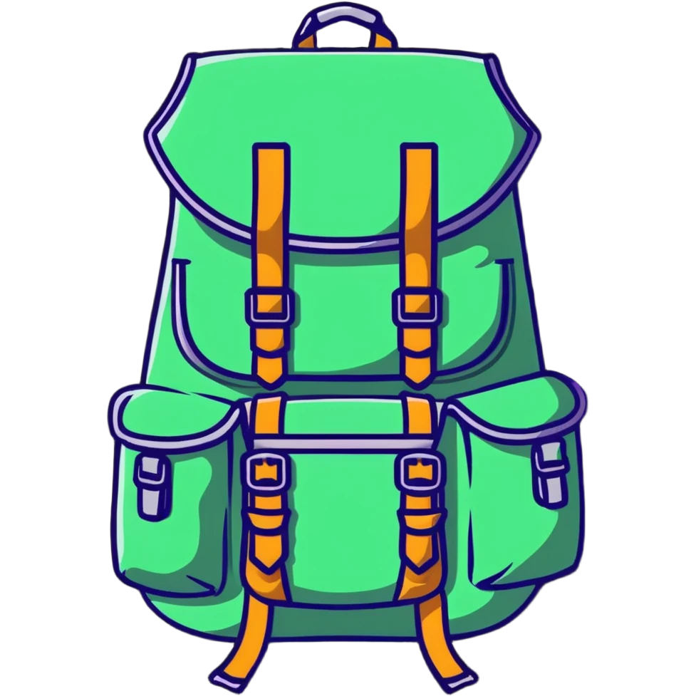 camping backpack with hiking gear emoji