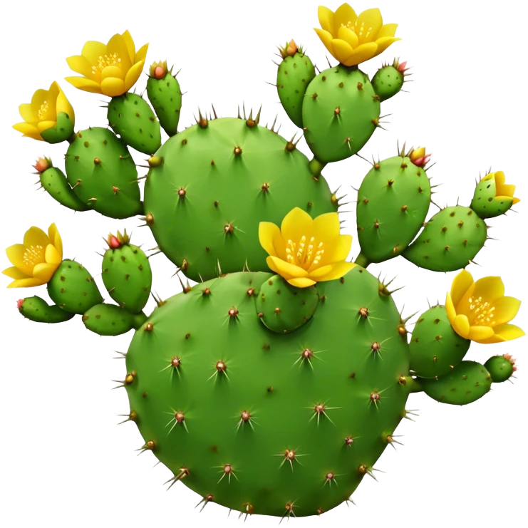 Isolated Prickly pear cactus with flowers emoji