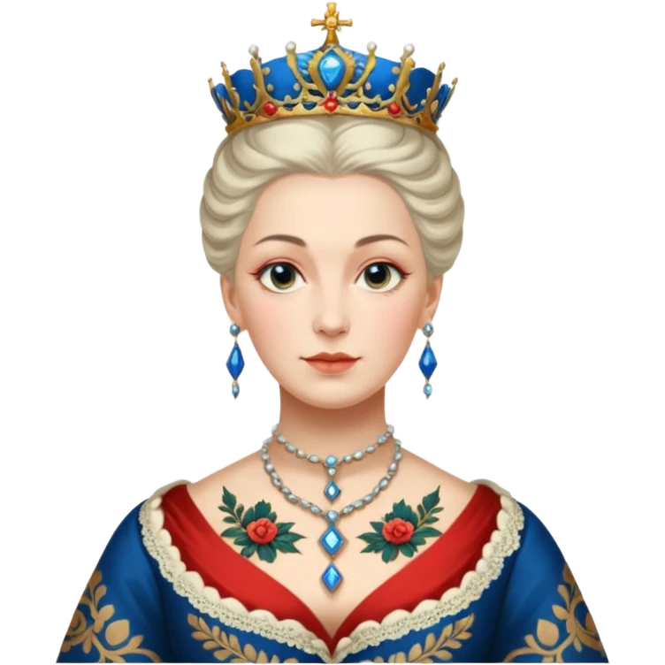 realistic cinematic Russian Empress Catherine the Great depicted with Victorian-style body tattoos emoji