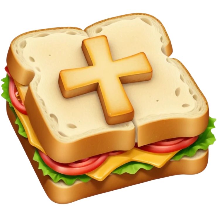 a sandwich with a cross emotji on it emoji