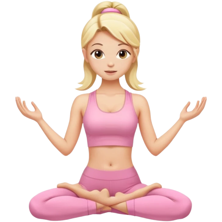 blonde yoga girl light pink clothes n emoji