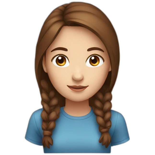 A girl with a square. Blue eyes and brown hair emoji
