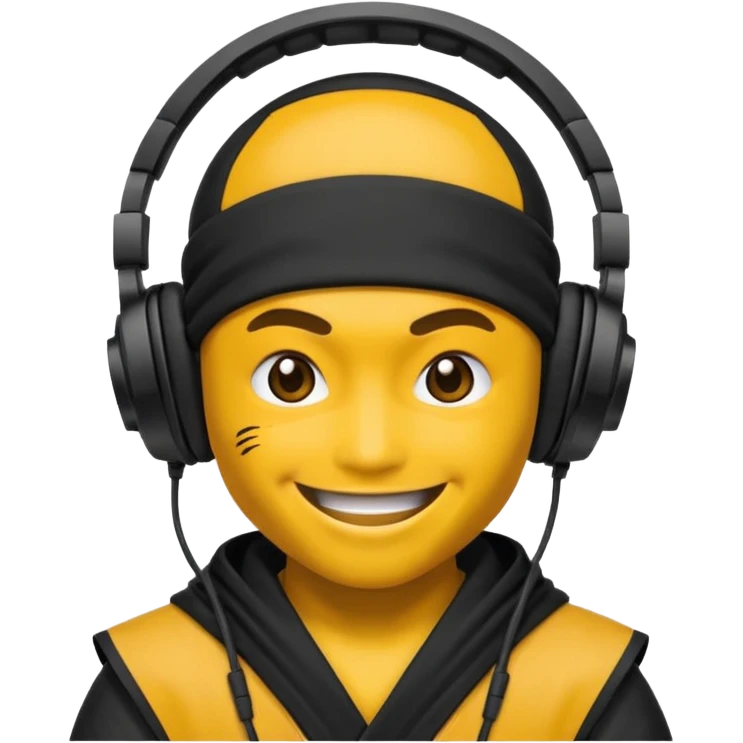 Make a customized    emoji that has dj headphones on and a ninja outfit emoji