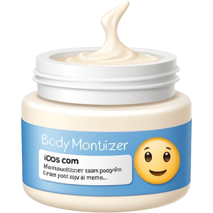 body moisturizer cream pot with label emoji