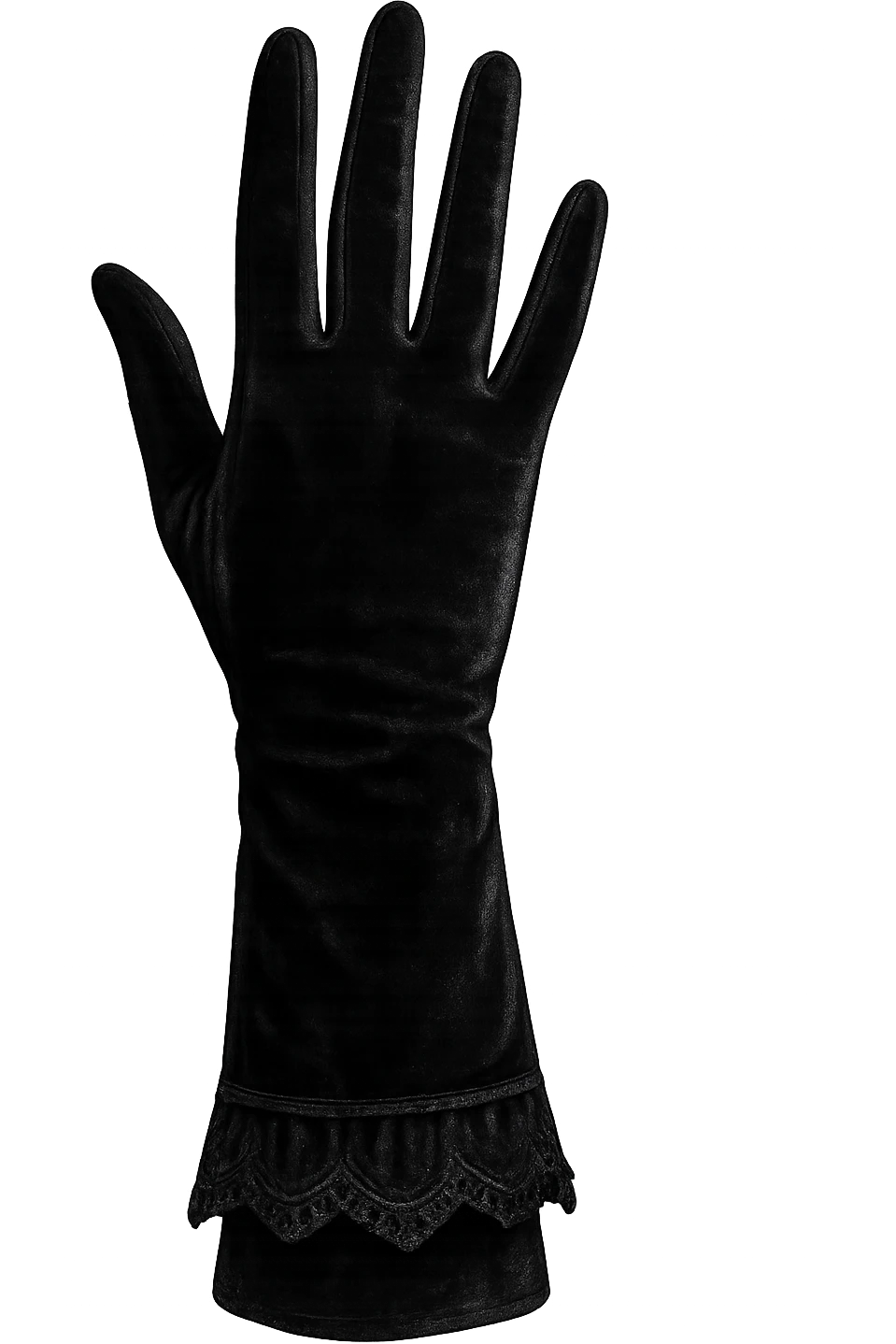 realistic goth black velvet glove, highly detailed, no background emoji