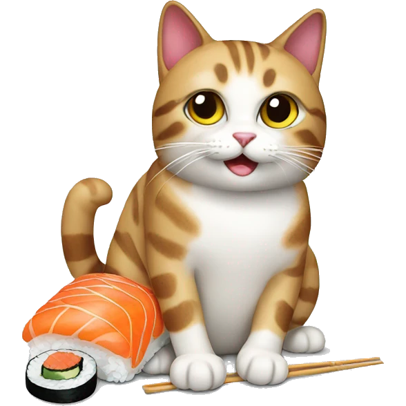 Cat with sushi emoji