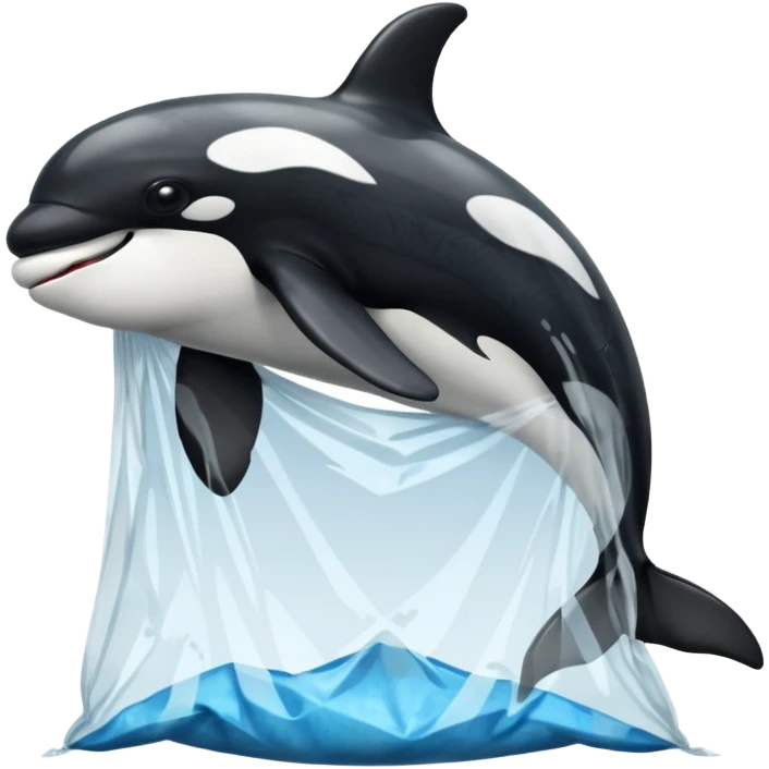 orca stuck in plastic waste bag emoji