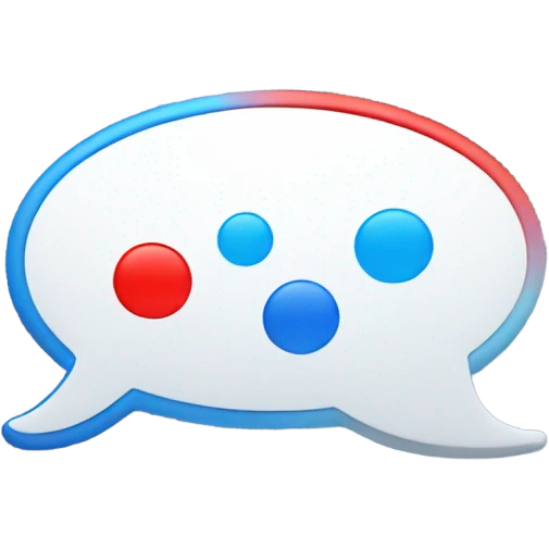 message bubble, red and blue colors emoji