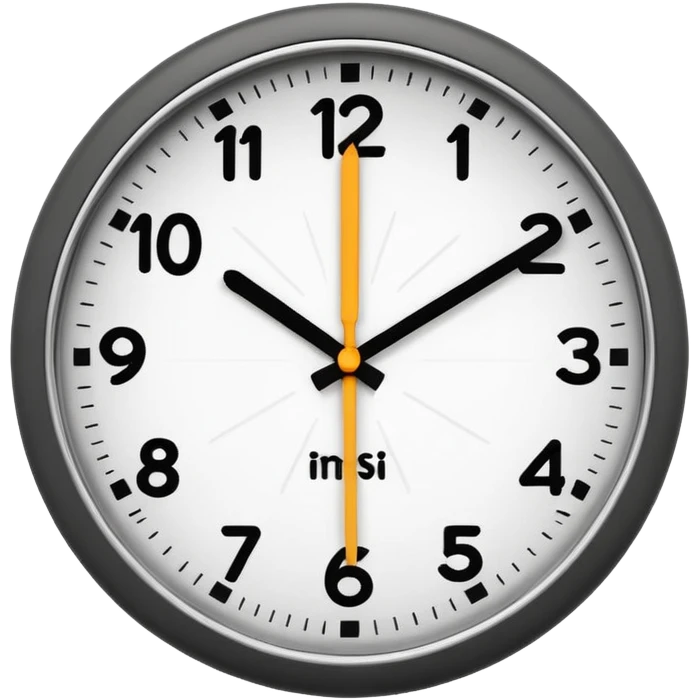 A 3D cartoon clock showing a few minutes before twelve, clean minimal background, Memoji-style. emoji