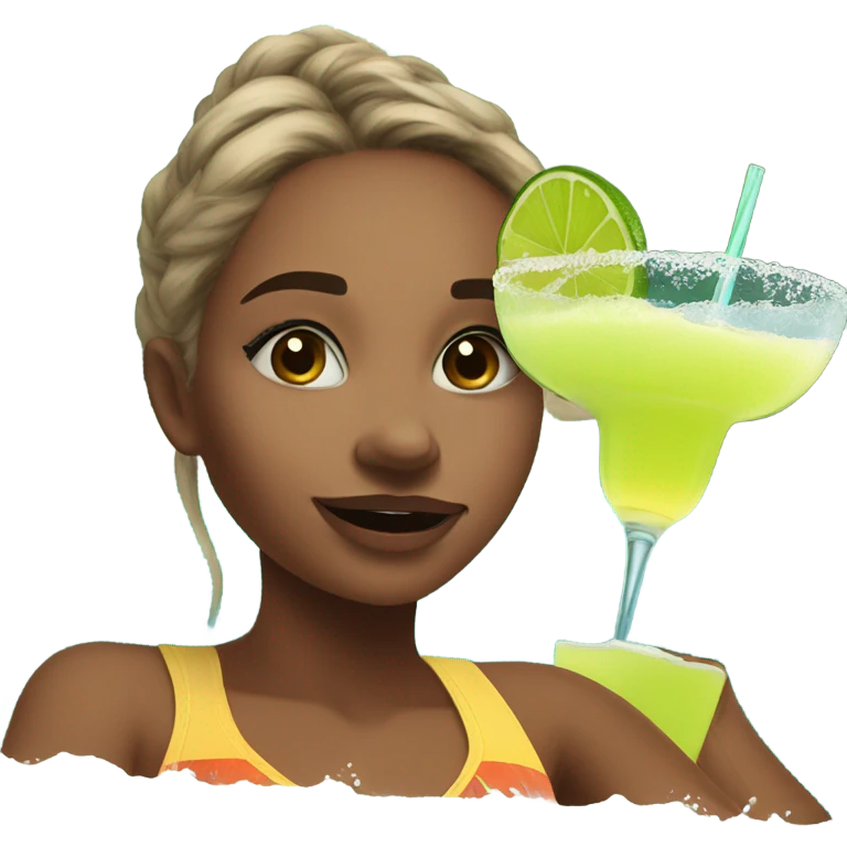 Girl Enjoying a 40 ounce margarita (HUGE) on a lazy river emoji