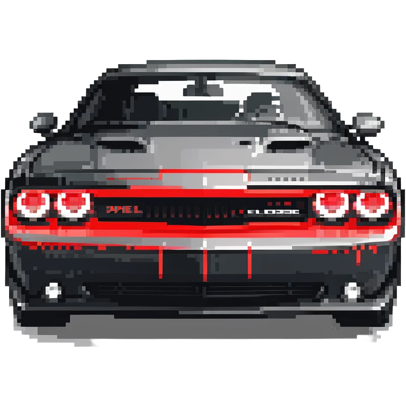 black Dodge Challenger with red front lights emoji
