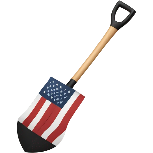 American flag connected to a black shovel emoji