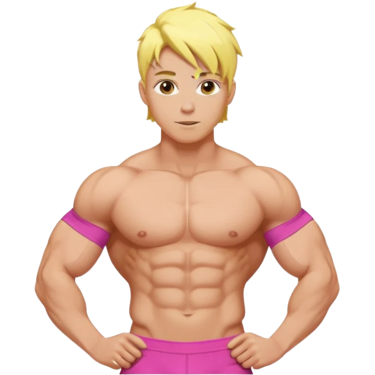 Blonde Male pink hair abs 6pack core yellow skin curves emoji