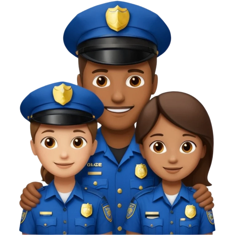 A proud dad who is proud of his children and is a police officer one of the kids is a 11 year old girl and a 9 year old boy emoji