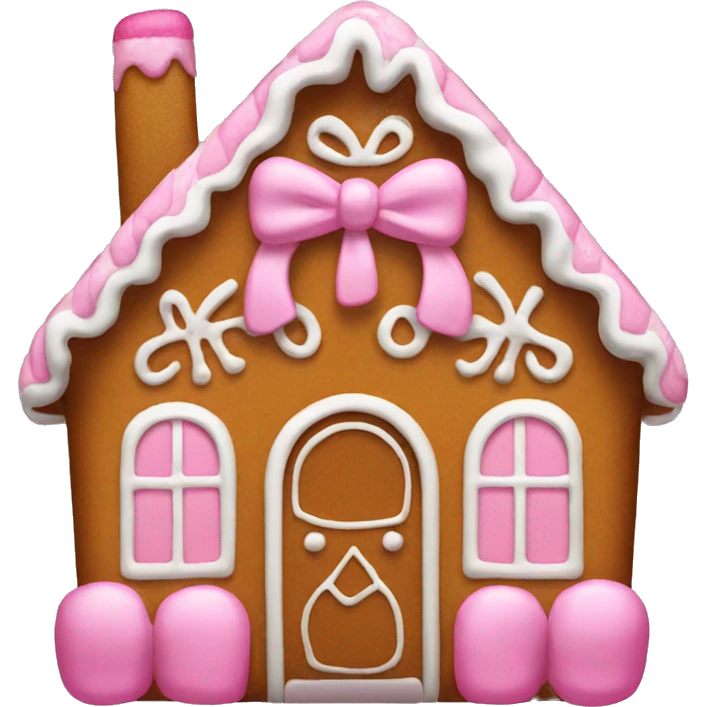 Gingerbread house with a pink bow  emoji
