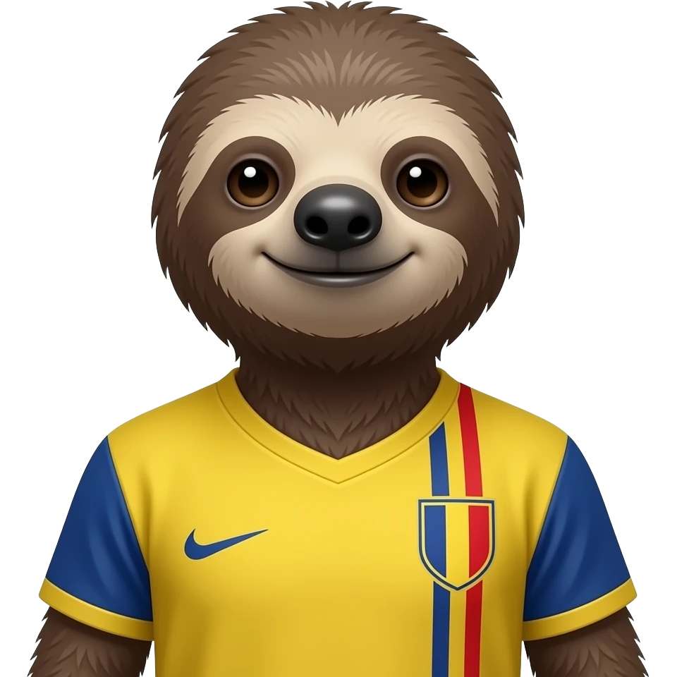 Un perezoso prehistórico con forma de persona con la camiseta de la seleccion de Rumania emoji