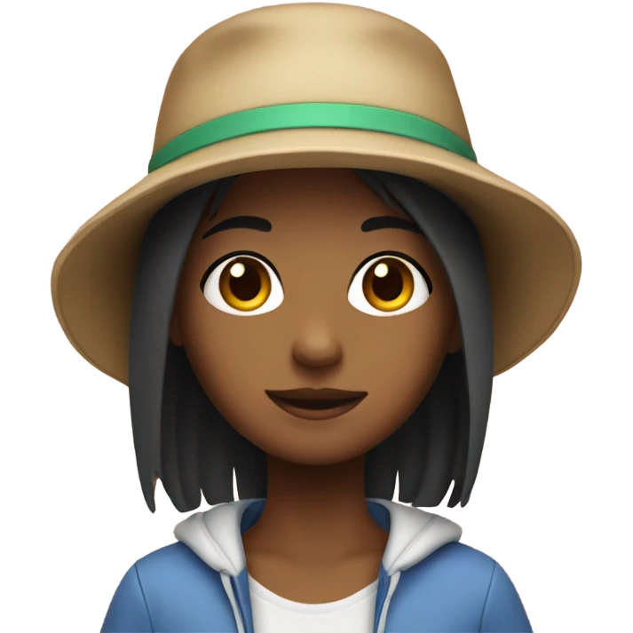 Cute girl in bucket hat  emoji