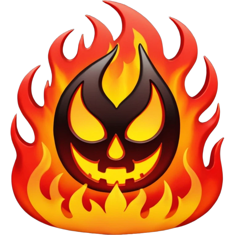 hell view with Red and black with fire, devily emoji