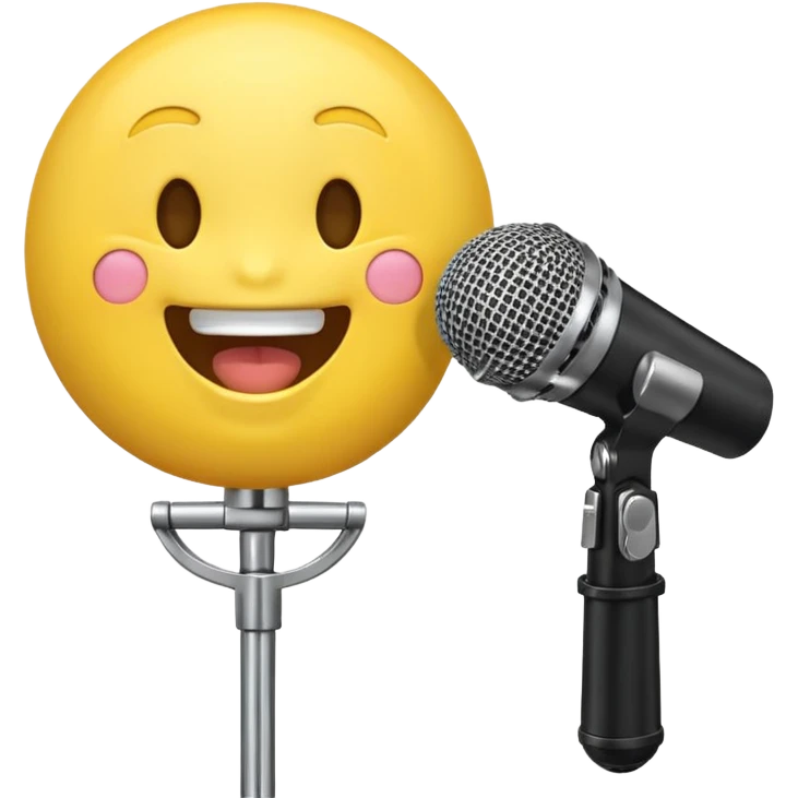 laughing face emoji next to a mic emoji