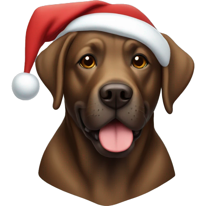 A brown lab with a Santa hat on emoji