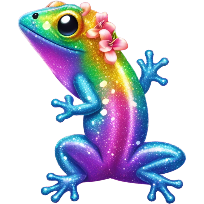 Lisa frank glitter gecko with a lily emoji