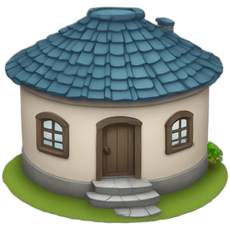 round house with bluw roof emoji
