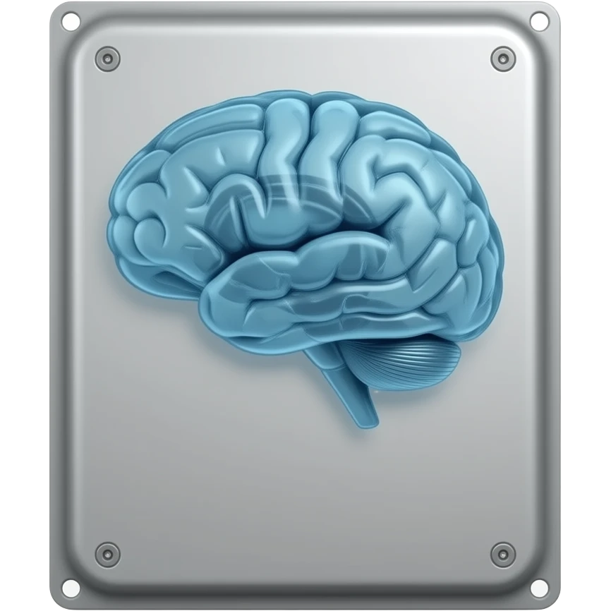 transparent synthetic brain on an external hard drive emoji