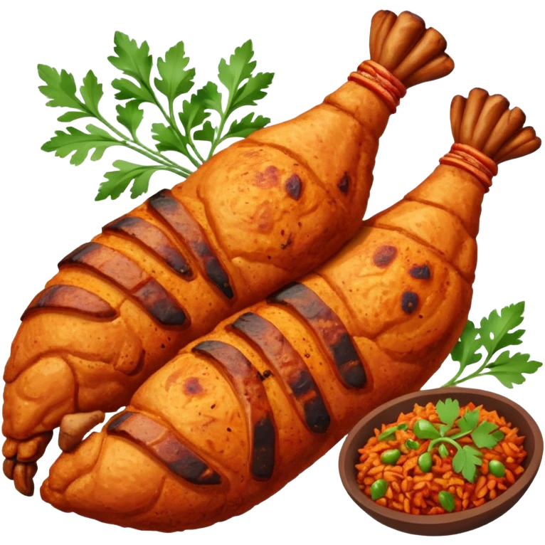 chicken tandoori whole leg  with  tandoori red masala rice emoji