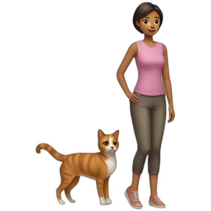 woman with a cat and back small dog emoji