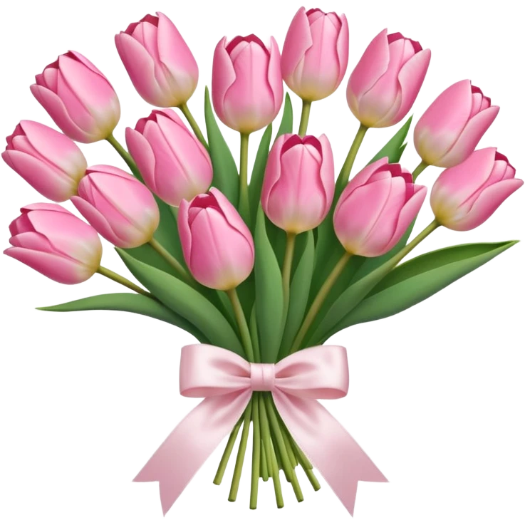 Pastel pink tulip bouquet with bow emoji