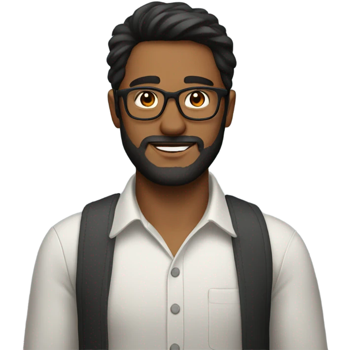 Handsome man with glasses and dark hair and beard mid fou emoji