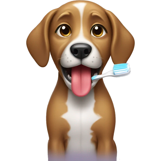 Dog brushing teeth  emoji