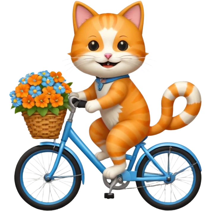 a-cheerful- cat-riding-a-blue-bicycle,-wearing-a-cute-helmet,-with-a-big-smile-and-a-basket-full-of-flowers-on-the-front.-bright,-cartoonish-style,-simple-and-fun. emoji