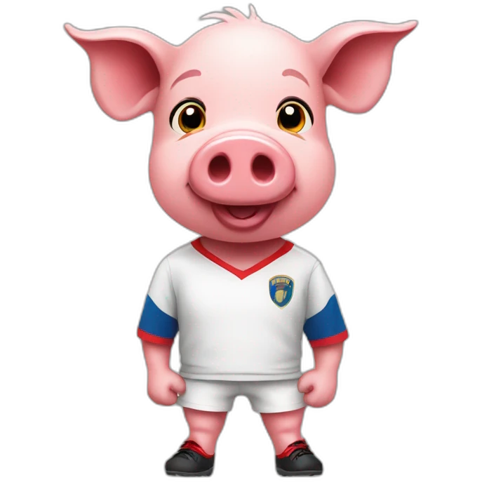 pig with red soccer tshirt standing emoji