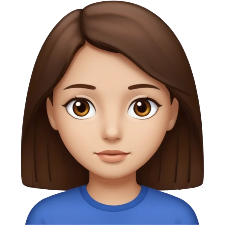 girl with brown hair and dark brown eyes, straight hair  emoji