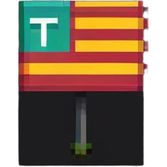 pixel art flag with the letter t, simple and bold design emoji