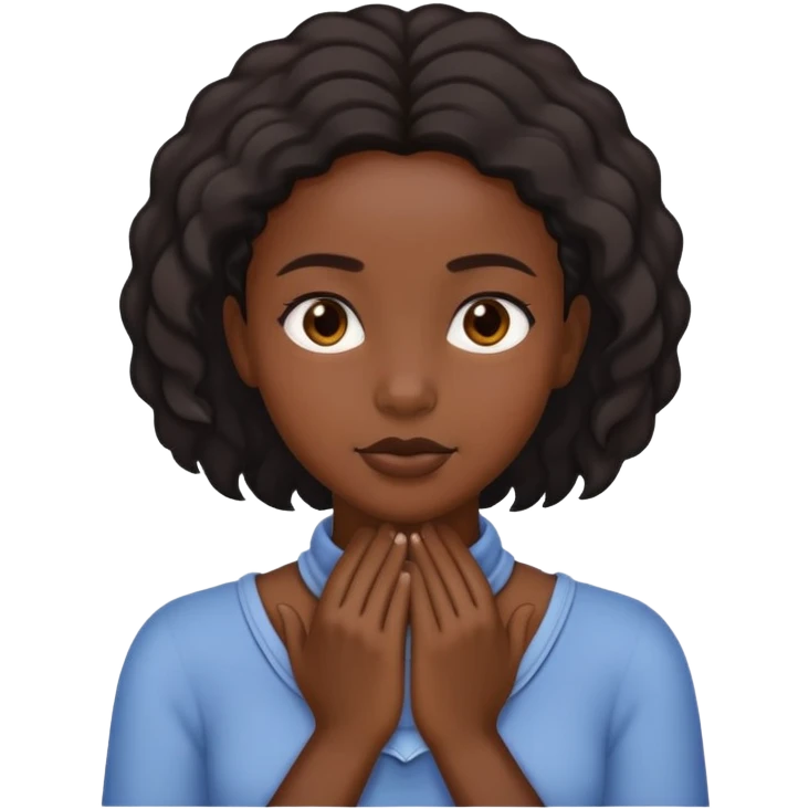 Black girl with hands around neck emote emoji