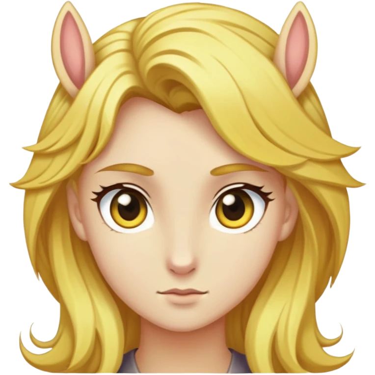 yellowish alicorn, golden eyes, straw-colored hair, haughty gaze emoji